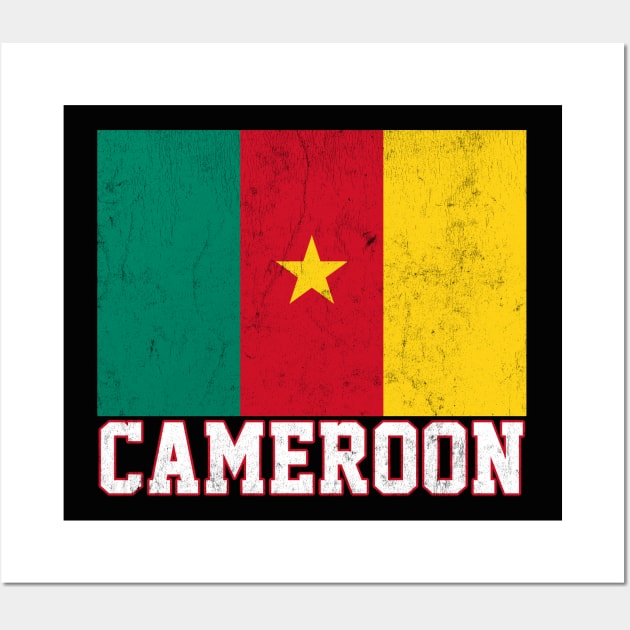 Cameroon / Vintage Look Flag Design Wall Art by DankFutura